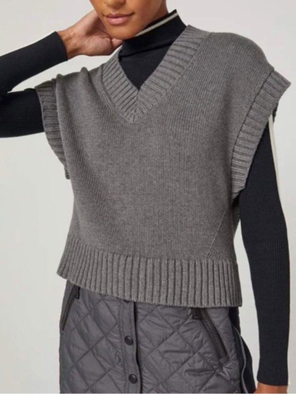 Alp N Rock ANR+ Patrice V-Neck Sweater Vest in Heather Grey Organic Cotton large